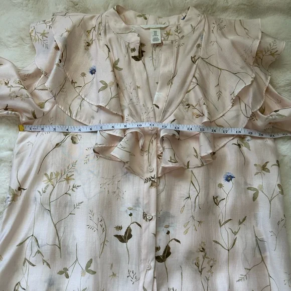 H&M Flounced Floral Peach 🍑 Ruffle Blouse. - Picture 10 of 11